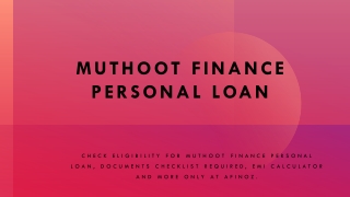 Muthoot Finance Personal Loan