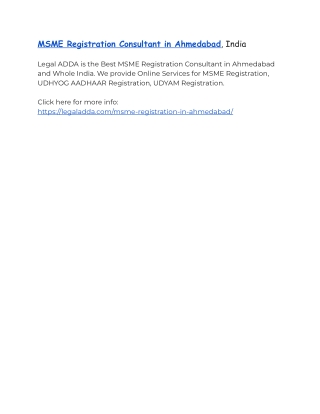 MSME Registration Consultant in Ahmedabad, India