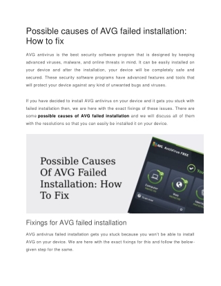 Possible causes of AVG failed installation: How to fix