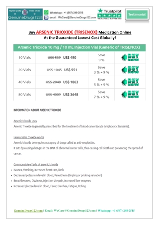 Buy ARSENIC TRIOXIDE 10 Mg / 10 Ml