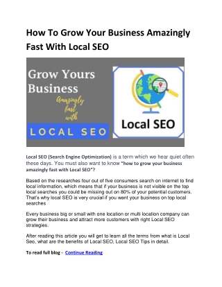 How To Grow Your Business Amazingly Fast With Local SEO