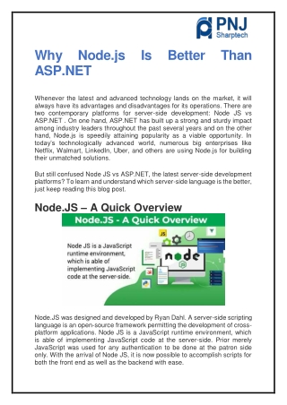 Why Node.js Is Better Than ASP.NET