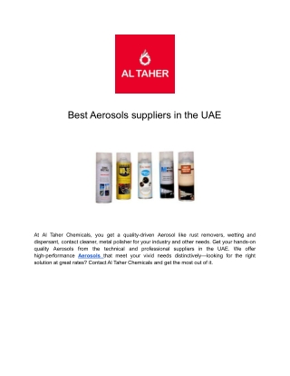 Best Aerosols suppliers in the UAE