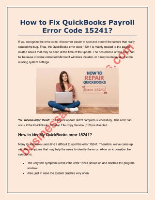 Fix QuickBooks Payroll Update Failed Error 15241?