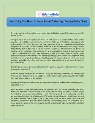 Everything You Need to Know About Zodiac Sign Compatibility Chart