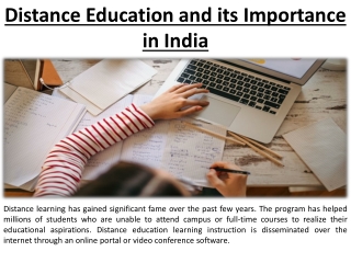 The Importance of Distance Education in India