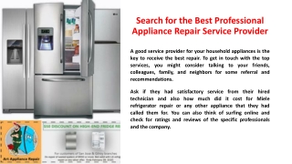 Search for the Best Professional Appliance Repair Service Provider