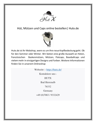 Hüt, Mützen und Caps online bestellenHutx.de-converted