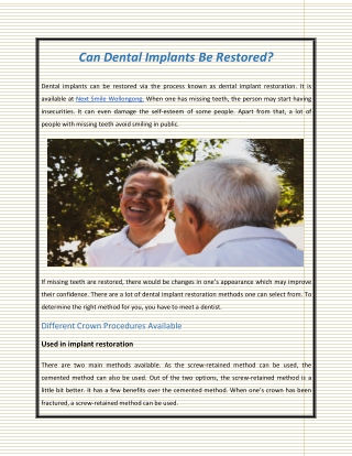 Can Dental Implants Be Restored