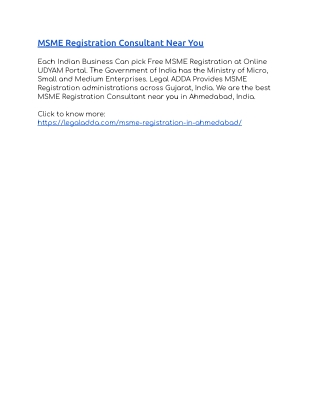 MSME Registration Consultant Near You