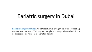 bariatric surgery in Dubai