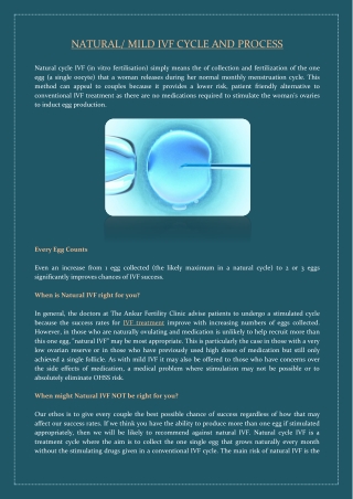 Natural or Mild IVF Cycle and Process