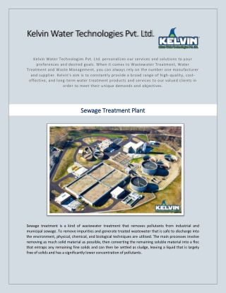 Sewage Treatment Plant - Technology