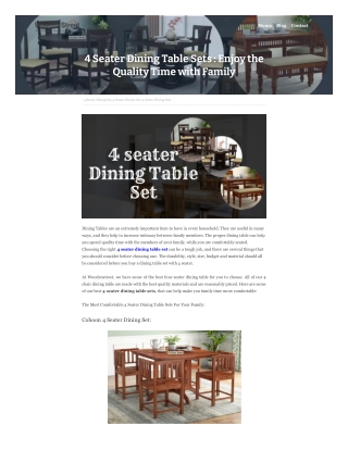 4 Seater Dining Table Sets  Enjoy the Quality Time with Family
