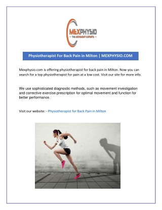 Physiotherapist For Back Pain in Milton | MEXPHYSIO.COM