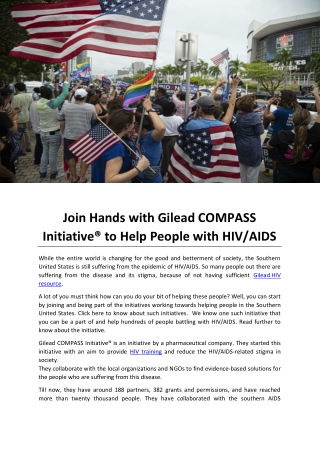 Join Hands with Gilead COMPASS Initiative to Help People with HIV and AIDS
