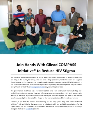 Join Hands With Gilead COMPASS Initiative® to Reduce HIV Stigma