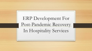 ERP Development For Post-Pandemic Recovery In Hospitality Services