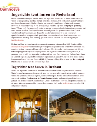 Ingerichte tent huren Nederland