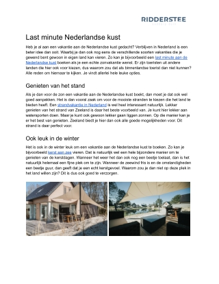 Last minute Nederlandse kust