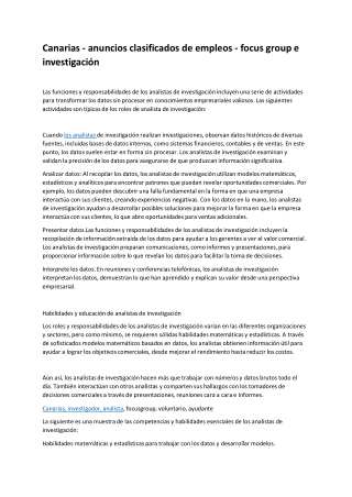 Canarias empleos - focus group e investigación