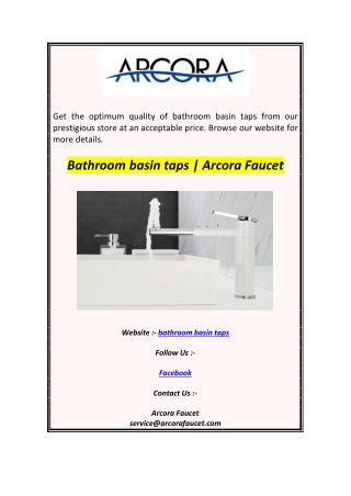 Bathroom basin taps  Arcora Faucet