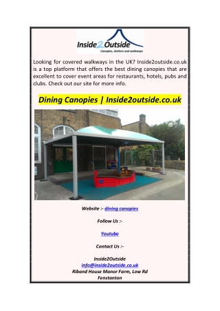 Dining Canopies  Inside2outside.co.uk