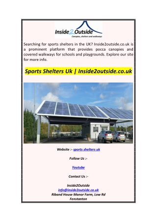 Sports Shelters Uk  Inside2outside.co.uk