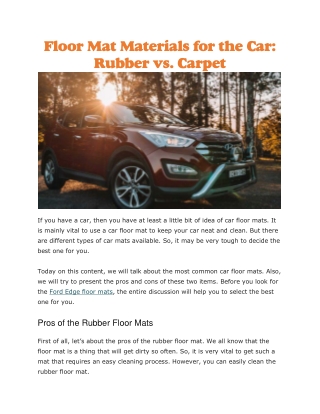 Rubber floor mats for cars