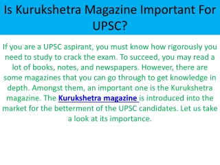 Is Kurukshetra Magazine Important For UPSC