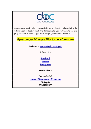 Gynecologist MalaysiaDoctoroncall.com.my