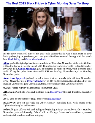 The Best 2015 Black Friday & Cyber Monday Sales To Shop