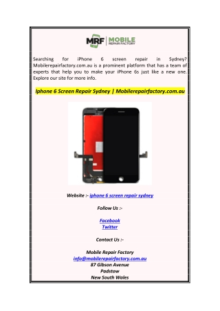 Iphone 6 Screen Repair Sydney  Mobilerepairfactory.com.au