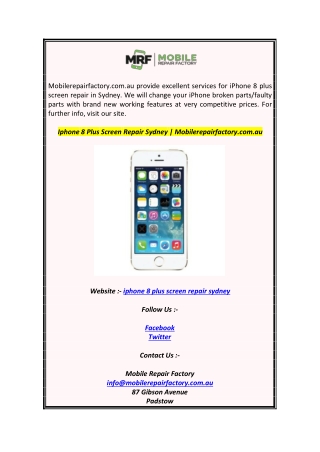 Iphone 8 Plus Screen Repair Sydney  Mobilerepairfactory.com.au