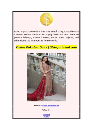 Online Pakistani Suits  Stringnthread.com