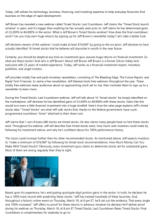 Jeff Brown Second Wave: Near Future Report (Tech Melt 2020)