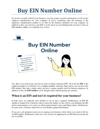 Buy EIN Number Online