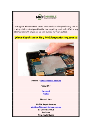 Iphone Repairs Near Me  Mobilerepairfactory.com.au