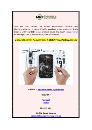 Iphone XR Screen Replacement  Mobilerepairfactory.com.au