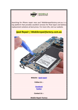 Ipad Repair  Mobilerepairfactory.com.au