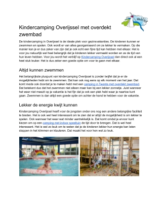 Kindercamping Nederland met overdekt zwembad
