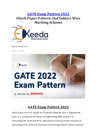 GATE Exam Pattern 2022 | Check Paper Pattern And Subject Wise Marking Scheme
