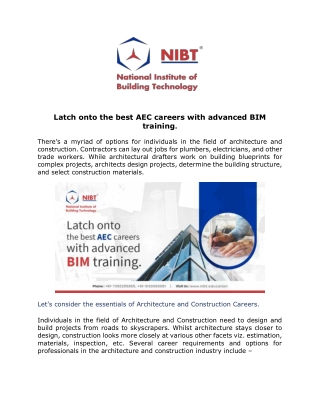 Latch onto the best AEC careers with advanced BIM training.