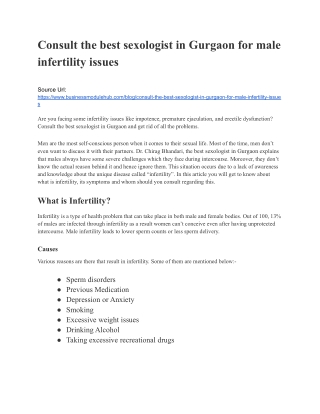 Consult the best sexologist in Gurgaon for male infertility issues