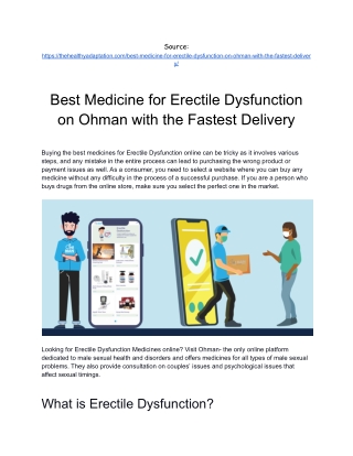 Best Medicine for Erectile Dysfunction on Ohman with the Fastest Delivery