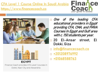 CFA Level 1 Course Online In Saudi Arabia