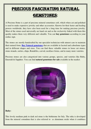Precious Fascinating Natural Gemstones
