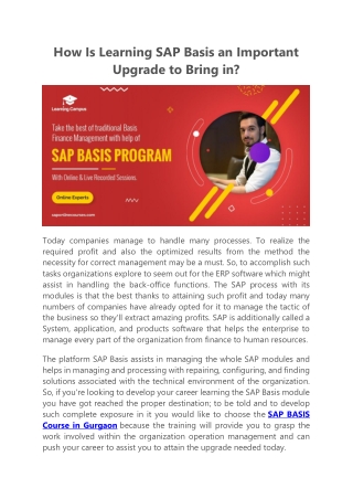 How Is Learning SAP Basis an Important Upgrade to Bring in?