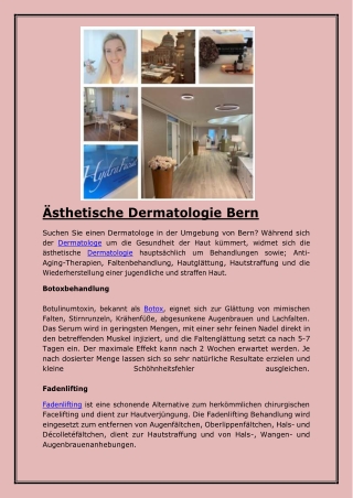 Ästhetische Dermatologie Bern