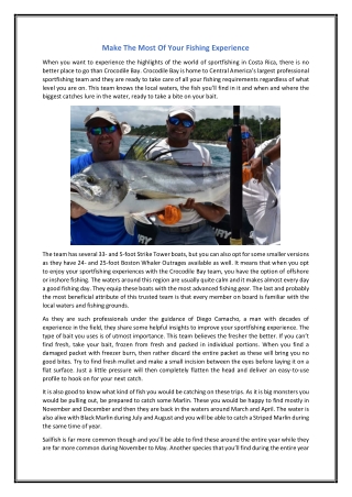 Make The Most Of Your Fishing Experience